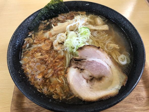 「焦がし玉ねぎそば大盛970円+味玉100円」@中華そば 北炎の写真