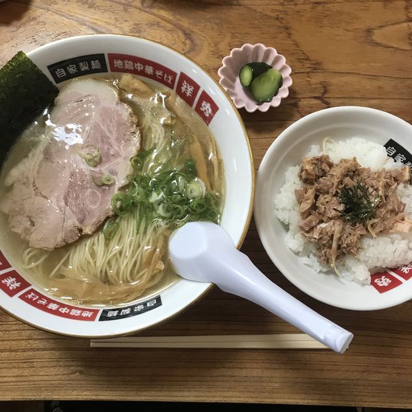「塩ラーメン＋ネギチャーシュー丼（Aセット）」@地鶏中華そば 祥秀の写真