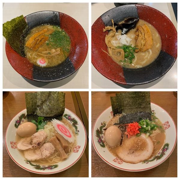 【ごうせい】「超濃厚豚骨ラーメン」「煮干し豚骨ラーメン」【とりとん】「特製黄金の丸鶏そば」「特製あっさり豚骨ラーメン」