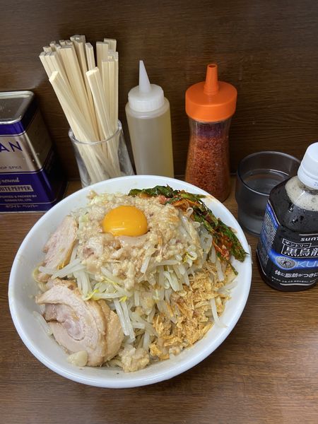 「小　汁なし　ニラキムチ　全マシ」@ラーメン二郎 横浜関内店の写真