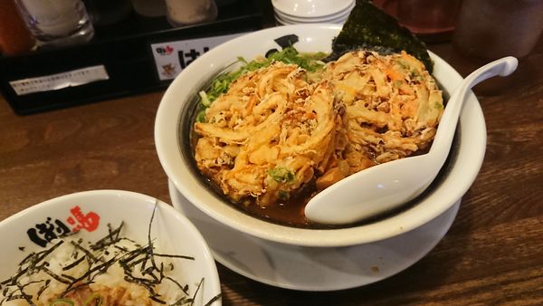 「ダブルかき揚げ醤油らーめん」@ばり嗎 東松山店の写真