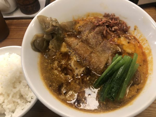 「排骨担々麺・普通＋サービスライス（990⁺0円）」@担々麺 ほおずきの写真