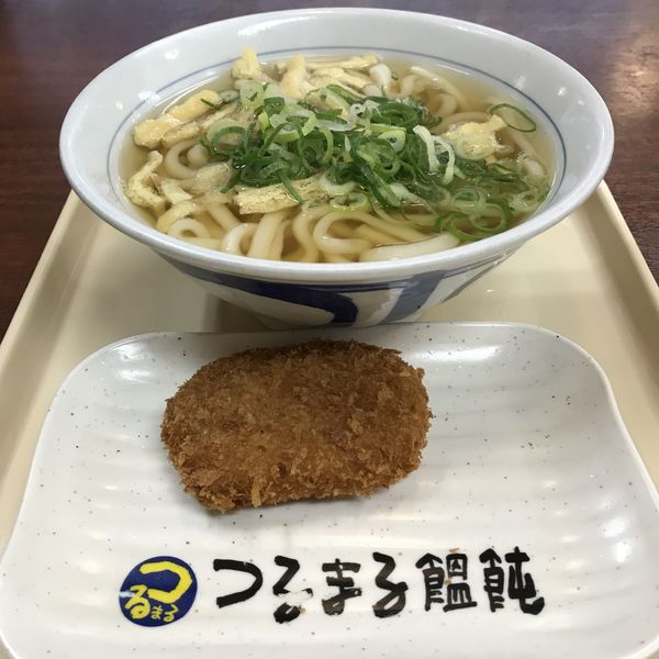 「きざみ（￥270）＋コロッケ（￥90）※」@麺乃庄 つるまる饂飩 備後町店の写真