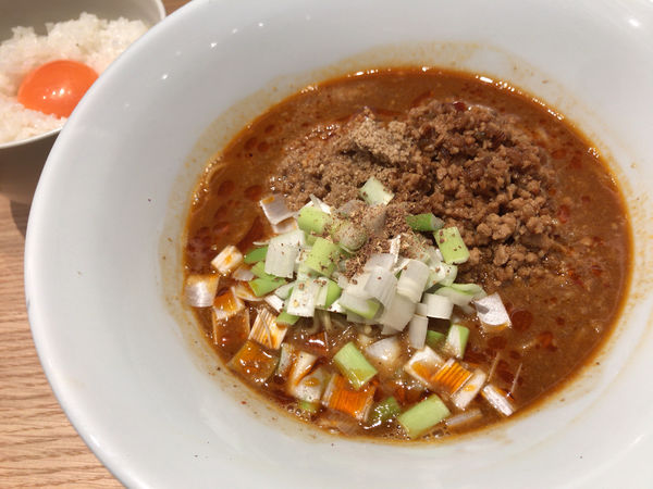 「こってり味噌担々麺＋宝友卵黄身ご飯(並盛り)」@てんせんめんの写真
