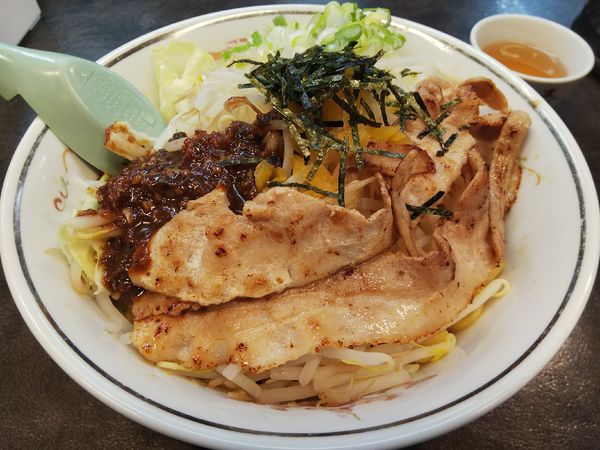 「タレまぜそば　大」@ハルピンラーメン 松本並柳店の写真