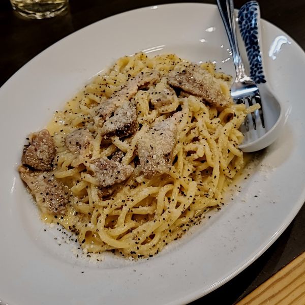 「【アキラ式パスタ】ローマ風カルボナーラ」@メンショップ アキラの写真