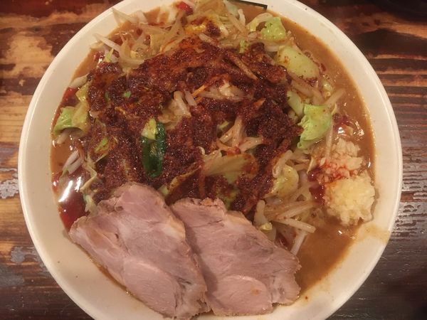 「辛辛濃菜麺野菜大盛 1020円（生にんにく+20円）」@濃菜麺 井の庄の写真