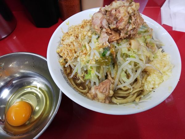 「小ラーメン汁なし　ニンニクアブラ　700＋100円」@ラーメン二郎 越谷店の写真