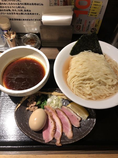 「特製鴨出汁手揉み醤油つけ麺1400円➕大盛150円」@鴨出汁中華蕎麦 麺屋yoshikiの写真