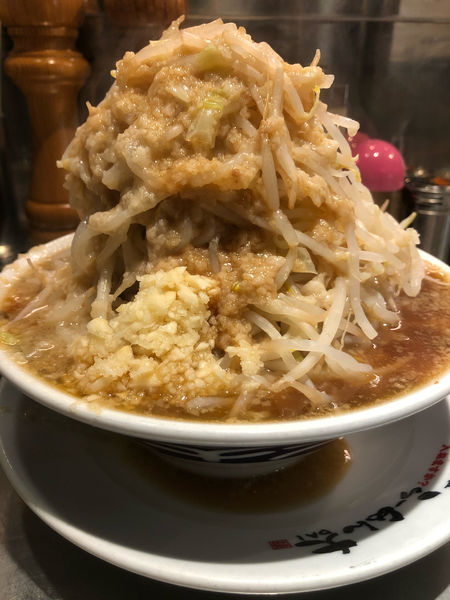 「らーめん並、ニンニクマシ、野菜マシマシ、アブラマシマシ」@らーめん大 竹ノ塚店の写真