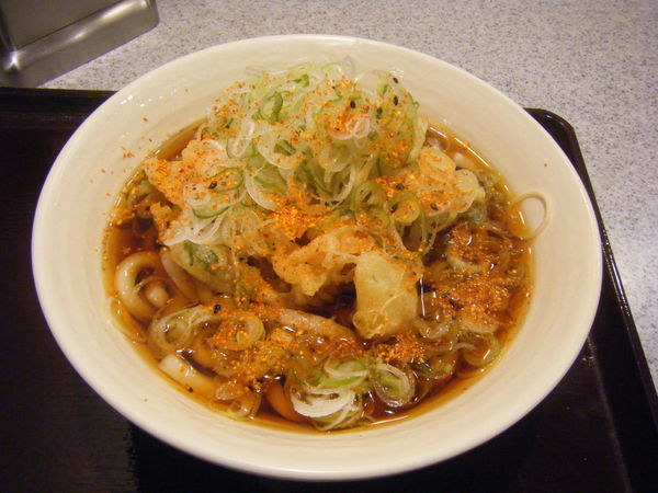 「天ぷらうどん（ネギ盛り）」@そば処 かめや 新橋店の写真