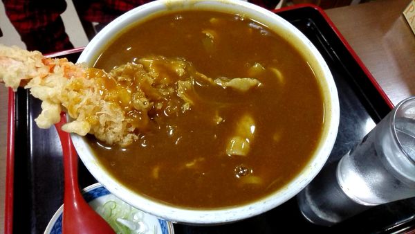 「カレーうどん「海老天入り」　1200円」@薬師寺そばの写真