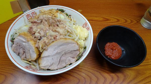 「ラーメン（780円）＋汁なし（100円）ニンニクアブラ辛ミソ」@ラーメン二郎 亀戸店の写真