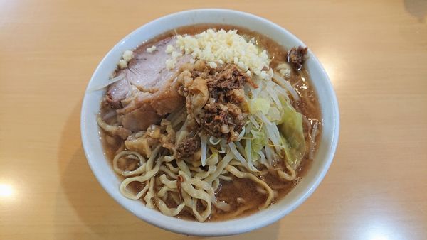 「ラーメン(麺増し400g)900円，生玉子50円」@俺の生きる道 つくば店の写真