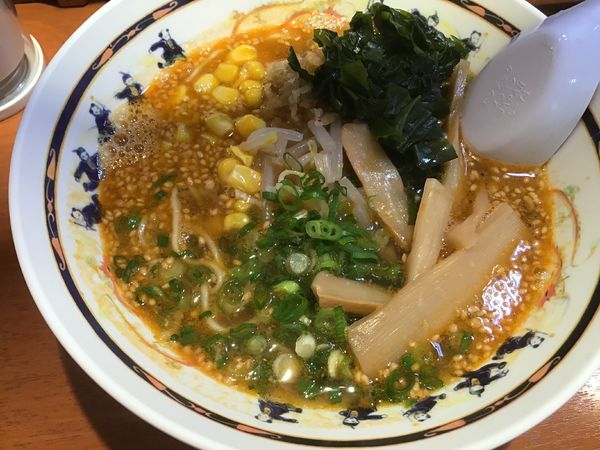 「野菜入り坦々麺(ゴマみそ)390円&ジャンボ焼餃子3個」@御座候 たんたん山陽店の写真