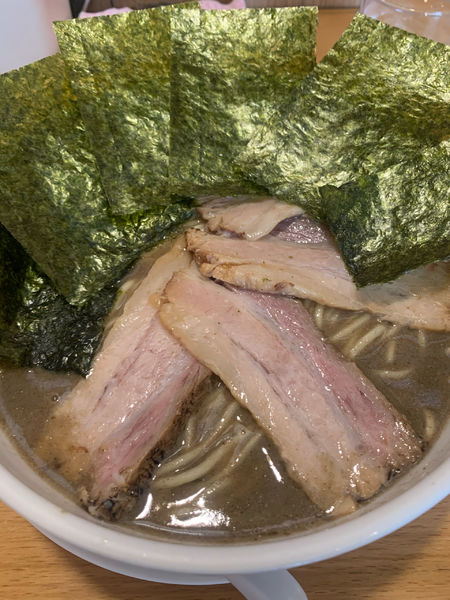 「煮干そば　大　のり＋チャーシューハーフ」@煮干そば とみ田の写真