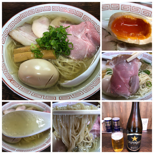 「特製塩らぁ麺 (プレオープン価格) ビール」@らぁ麺 大金星の写真