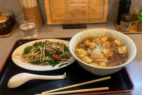 「麻婆メンとレバニラ炒め」@らーめんしゃんしゃんの写真