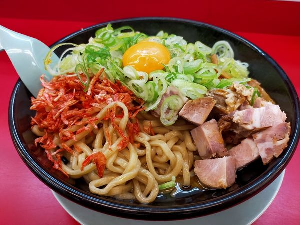 「えびまぜそば 大盛 麺硬め ¥1040」@ラーメン山岡家 太田店の写真