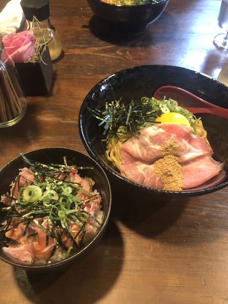 「和風鰹節まぜそば＋チャーシュー丼」@RAMEN SHELTERの写真