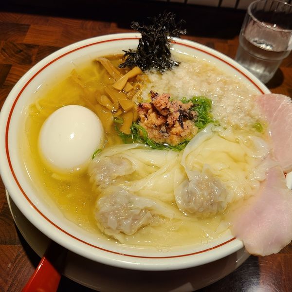 「【限定】背脂塩生姜ワンタン麺¥1000+味玉子¥150』」@生姜醤油専門 我武者羅 代々木店の写真