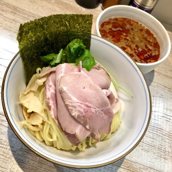 「【気まぐれ限定】辛いつけそば ￥980」@中華そば 四つ葉の写真