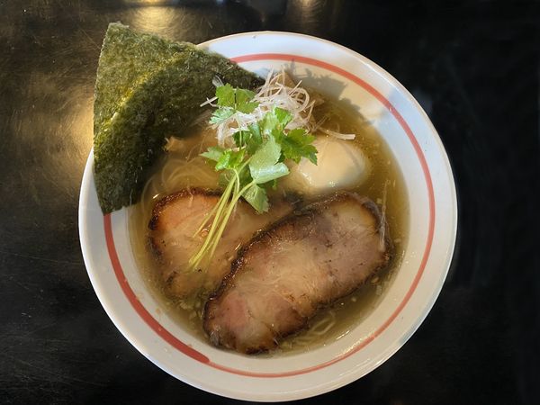 「柳麺・塩770円+炭火焼豚150＋煮卵120」@麺坊 炗の写真