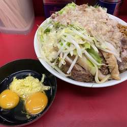 大豚ねぎ汁なし、マヨたく、生卵×2