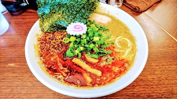 「辛いとろりそば+海苔」@つけめん 三三㐂の写真