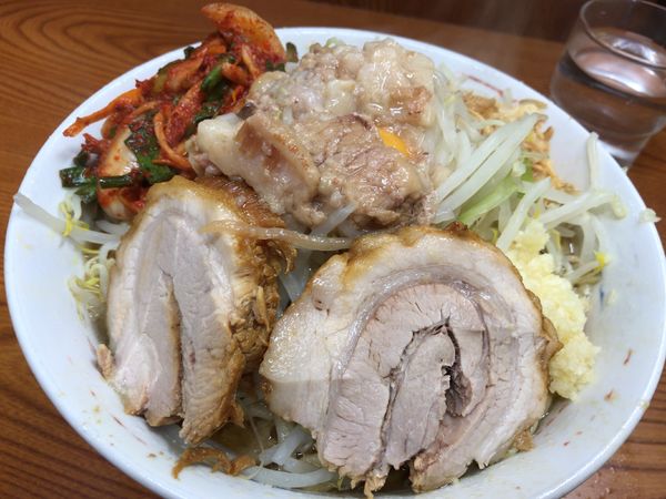 「汁なしにらたまキムチ」@ラーメン二郎 亀戸店の写真