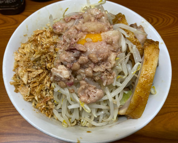 「汁なし 麺硬め ニンニク アブラ」@ラーメン二郎 亀戸店の写真