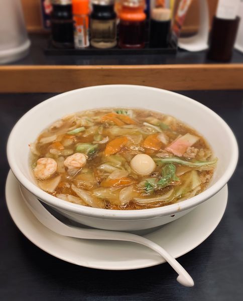 「五目あんかけラーメン（固め￥630）」@日高屋 神田西口店の写真