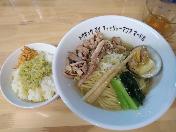 「潮まぜそば¥850+貝ジンジャー¥200-」@Tokyo Bay Fisherman's noodleの写真