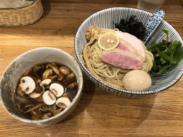 「【限定】鴨肉とキノコのつけそば 1000円」@中華そば きなりの写真