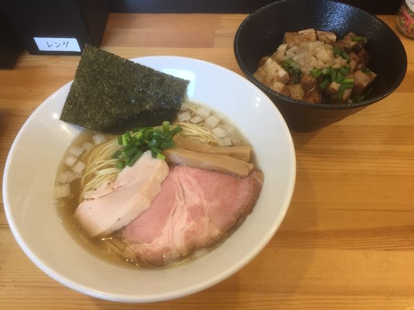 「煮干しらーめん（塩）＋漢飯（おとこめし）」@煮干らーめん 川むらの写真
