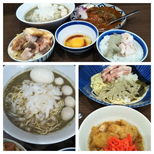 「朝かけセット（煮干しそば+カレー）+肉ご飯+TKG+和え玉」@Noodle&Spice curry 今日の1番の写真