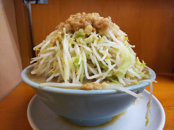 「ラーメンの野菜マシマシ・ニンニク・脂・カラメ」@ラーメン二郎 新橋店の写真