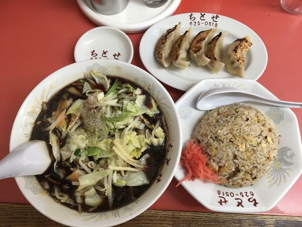「醤油タンメン＋チャーハン＋餃子」@ラーメン ちとせの写真