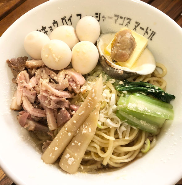 「醤油まぜそば850　うずら100　  貝ジンジャー200」@Tokyo Bay Fisherman's noodleの写真