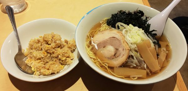 「日替わりセット（岩のり醤油ラーメン+半チャーハン）」@らーめん どさん子 葛西駅店の写真