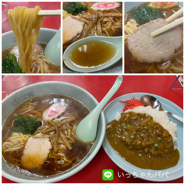 「ラーメン600円＋半カレーセット900円」@黄河菜館の写真