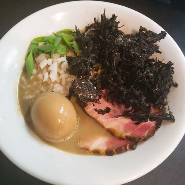 「濃厚そば(850)岩のり(100)味玉(100)和え玉(200)」@麺処 晴の写真