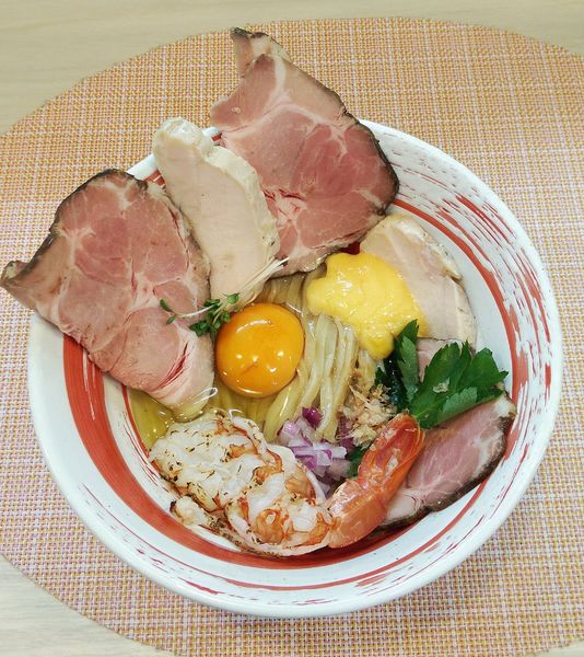 「ETM (えびたまごめん) 950円＋肉増し 280円」@えびそば 緋彩の写真