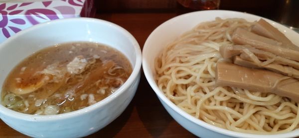 「醤油つけ麺大盛りメンマトッピング」@麺家 彩華 池上店の写真