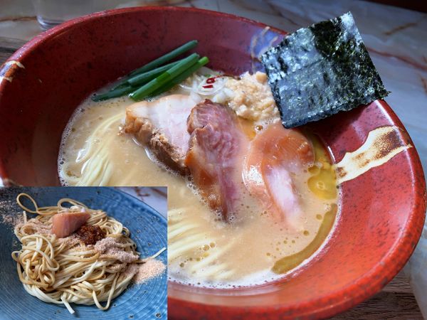 「磯野系らーめん＋ニンニク海老煮干あえ玉」@improv.の写真