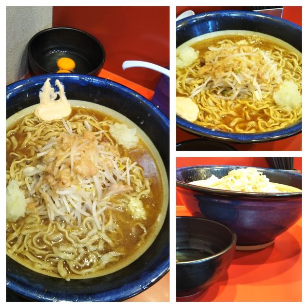 「大ラーメン（700申請）+生卵2個+玉葱+玉葱」@麺屋 桐龍の写真