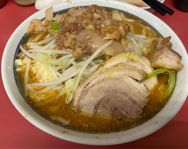 「小ラーメン つけ味 麺硬め 玉子 ニンニク アブラ」@ラーメン二郎 桜台駅前店の写真