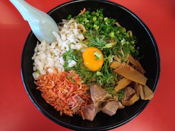 「えびまぜそば中盛（硬め）」@山岡家 前橋野中店の写真