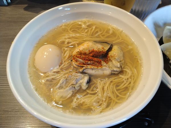 「牡蠣七味鯛そば¥1050+味玉+生ビール+水餃子計¥950-」@柳麺 呉田-goden-の写真