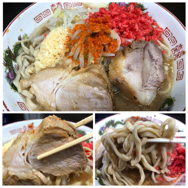 「小ラーメン750円 紅生姜50円 ヤサイスクナメニンニク」@ラーメン二郎 川越店の写真